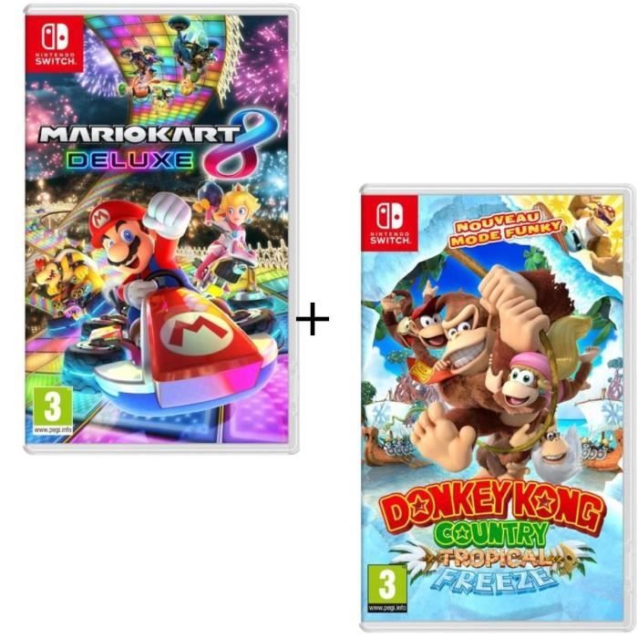 Pack 2 jeux Switch : Mario Kart 8 Deluxe + Donkey Kong Country : Tropical Freeze