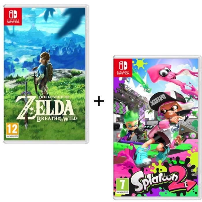 Pack 2 jeux Switch : The Legend of Zelda : Breath of the Wild + Splatoon 2