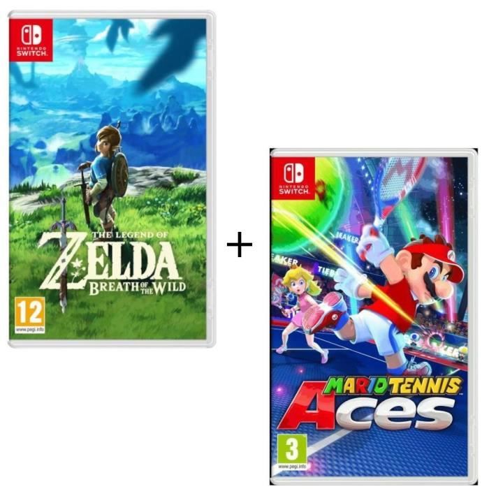 Pack 2 jeux Switch : The Legend of Zelda : Breath of the Wild + Mario Tennis Aces