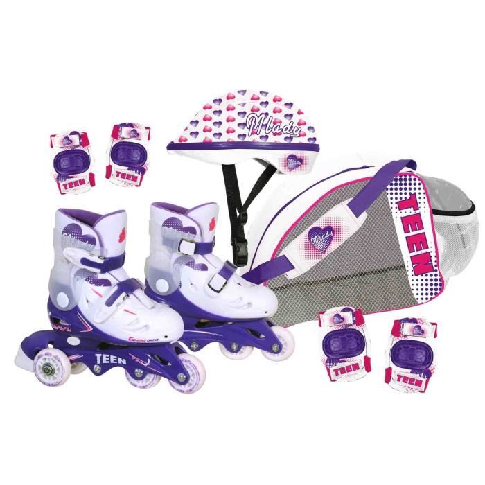 CDTS Roller Inline avec protection - Réglable du 29 au 33 - Evolutif - Fille