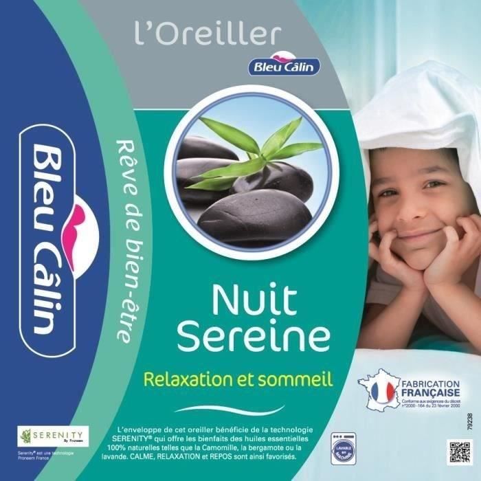 BLEU CALIN Oreiller Nuit Sereine 60x60 cm blanc