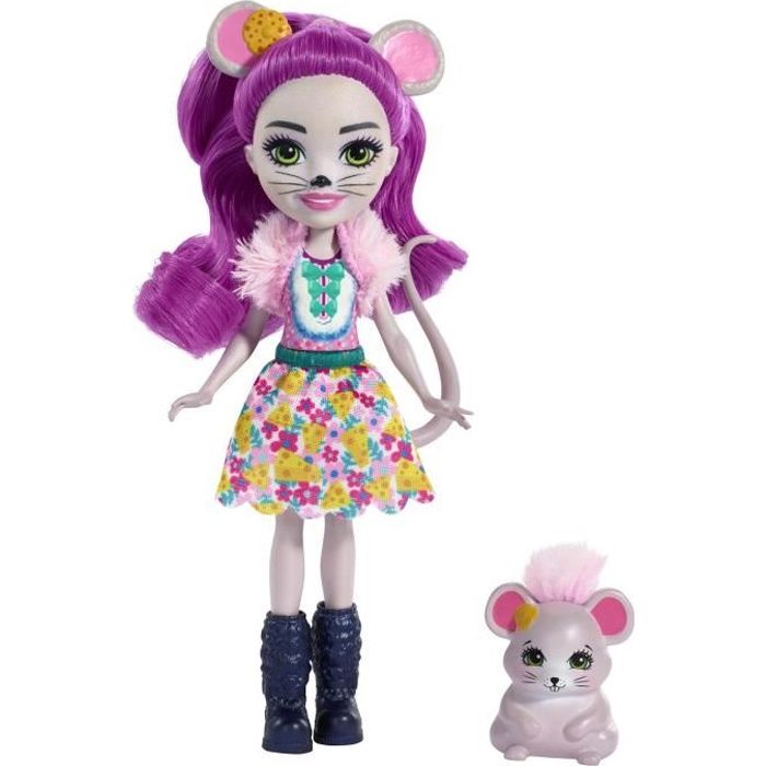 ENCHANTIMALS - Mayla Souris & Fondue - Mini Poupée 15cm & sa figurine animal