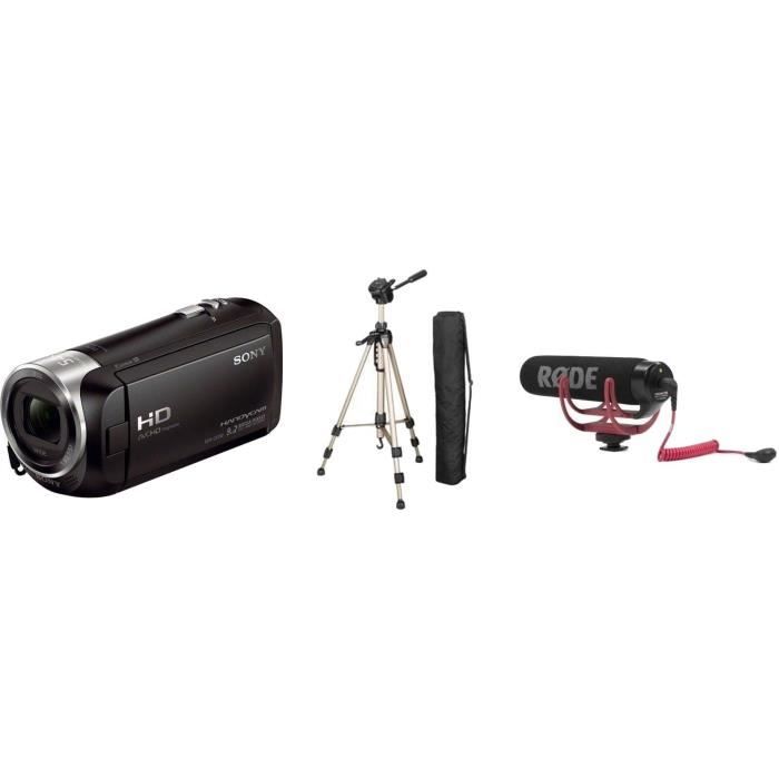 Camescope Sony HDRCX240EB + RODE Microphone compact VideoMic GO + HAMA STAR 61 Trepied