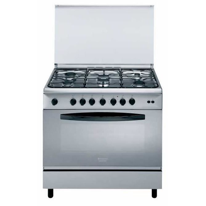 HOTPOINT C09SG1(X)/HAS - Piano de cuisson table gaz-6 foyers-Four gaz-119L-B-L90xH85cm-Inox