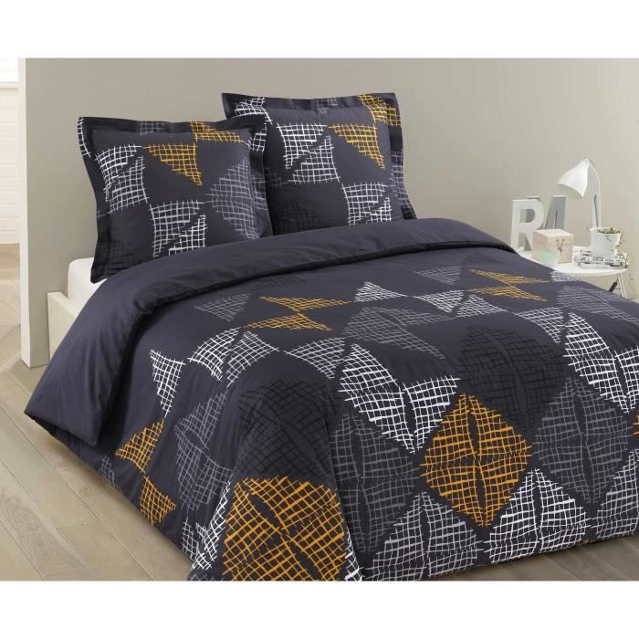 VISION Parure de couette Cesar - 100% coton - 200 x 200 cm - Gris