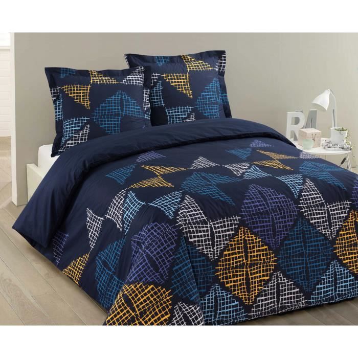 VISION Parure de couette Cesar - 100% coton - 200 x 200 cm - Bleu