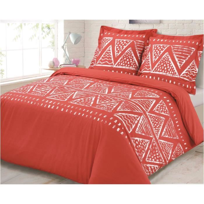 VISION Parure de couette Ruben - 100% coton - 200 x 200 cm - Corail