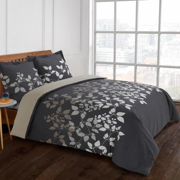 VISION Parure de couette 100/% Coton 200x200cm et 2 taies doreiller 65x65 cm ADELE Beige