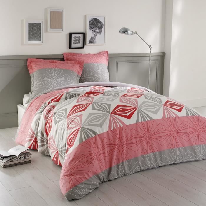 VISION Parure de couette LOUISE 100% coton - 1 housse de couette 240x260cm + 2 taies 65x65cm