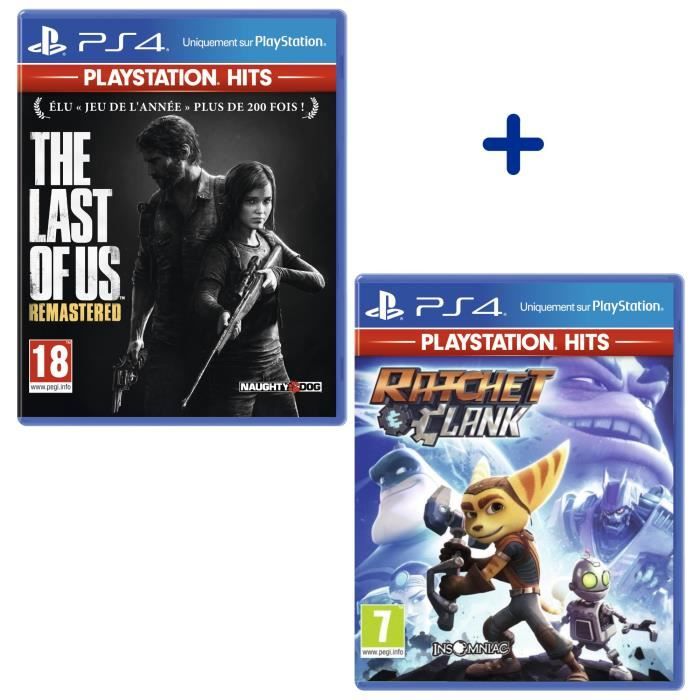 Pack 2 Jeux PS4 PlayStation Hits : The Last of Us Remastered + Ratchet & Clank
