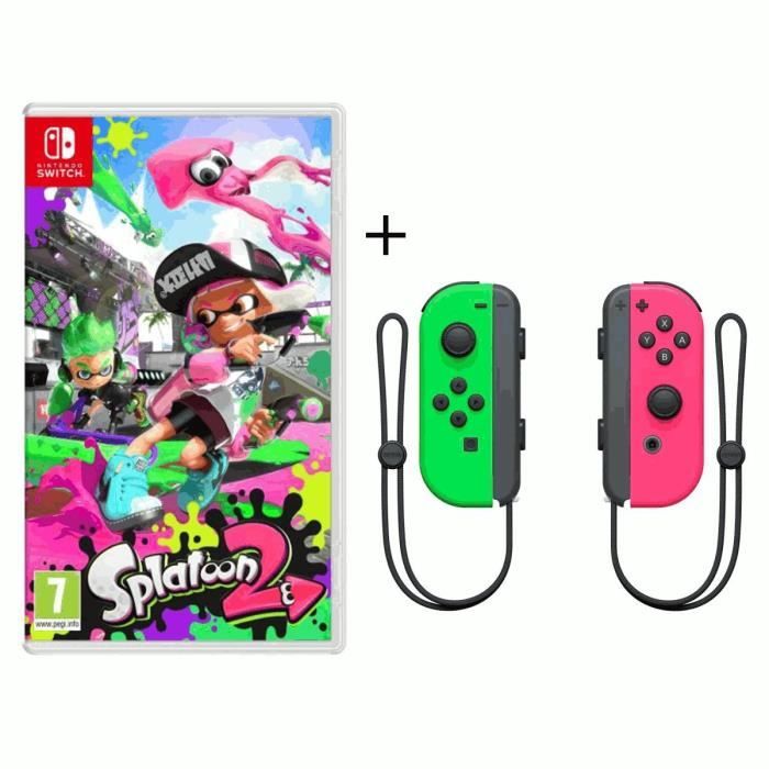 Splatoon 2 Jeu Switch + Paire de Joy-Cons Rose et Vert Néon