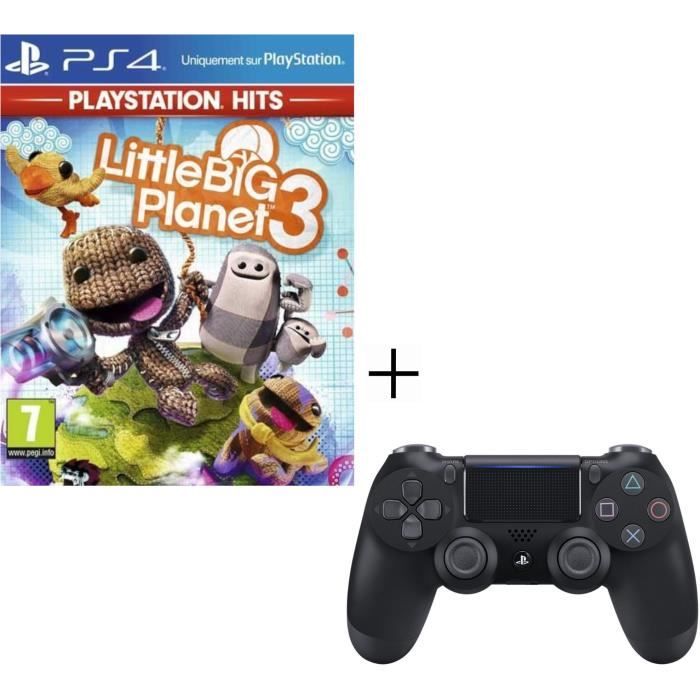Pack Playstation : Manette PS4 + Voucher Fortnite + Little Big Planet 3 PS Hits Jeu PS4