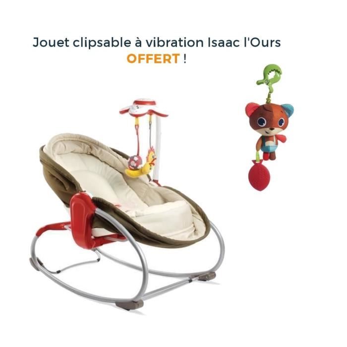 TINY LOVE Transat rocker napper 3 en 1 + Jouet clipsable Ours OFFERT- marron