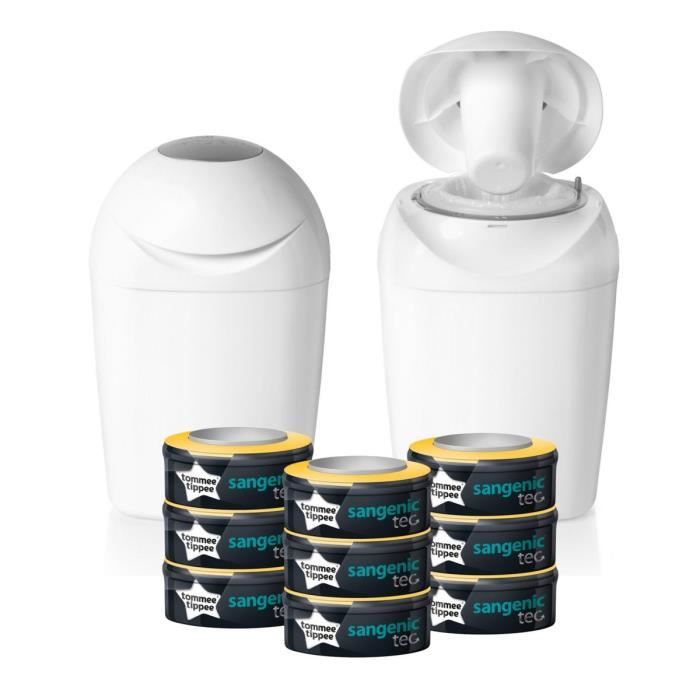 TOMMEE TIPPEE Poubelle à couches Sangenic Tec + recharges tec x9 - blanc