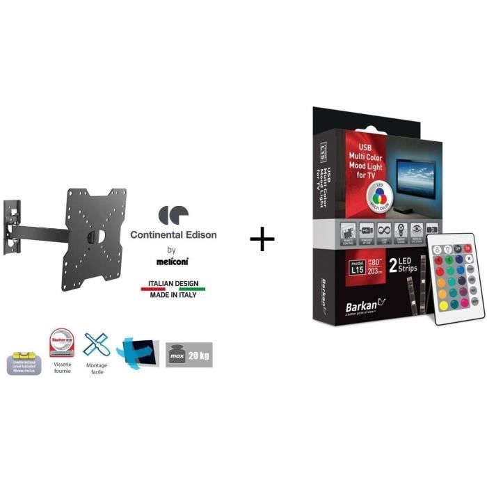 CONTINENTAL EDISON CE200NORI12 Support TV + BARKAN L15 LED Pour TV