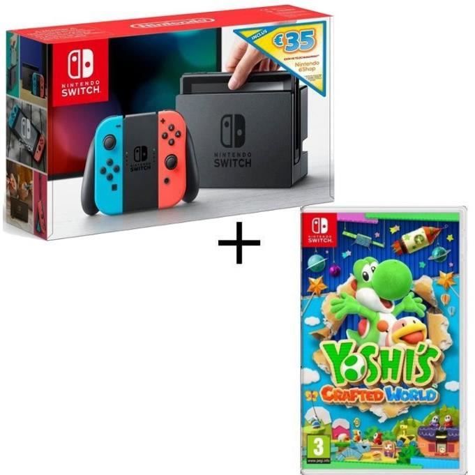 Pack Nintendo Switch Néon + Yoshi's : Crafted World + code téléchargement 35€ Nintendo eShop