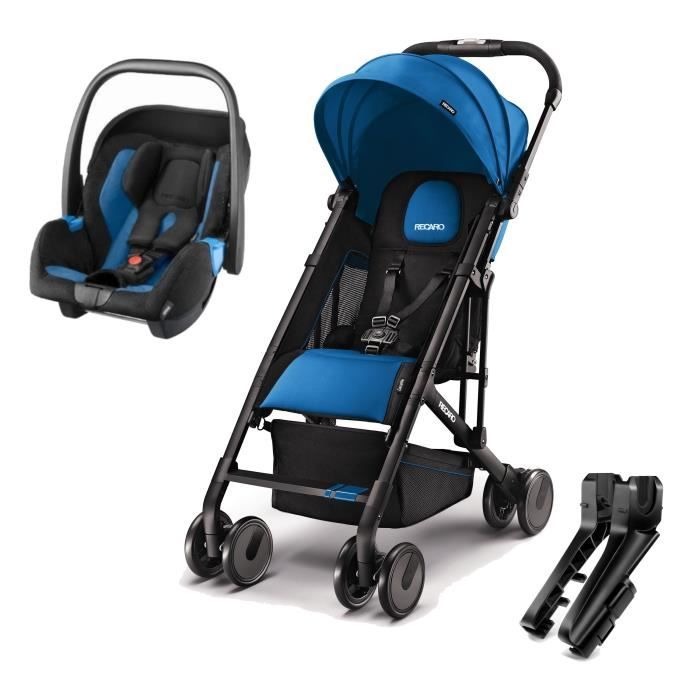 RECARO Poussette duo Easylife + siège auto Gr 0+ Privia - Adaptateurs inclus - Saphir