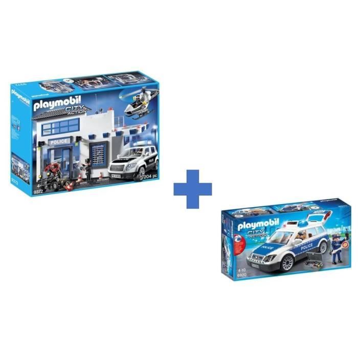 PLAYMOBIL - City Action - Poste de Police + Voiture de Police