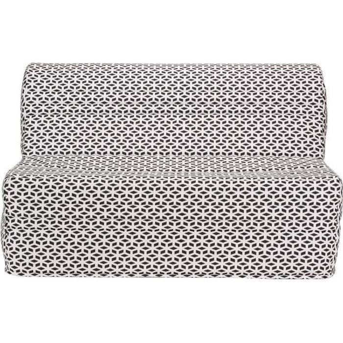 JŒ Banquette BZ GEOMETRICO - Tissu noir et blanc - L 143 x P 101 x H 95 cm