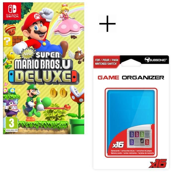 New Super Mario Bros U Deluxe Jeu Switch + Boitier de rangement pour jeux et pour carte SD