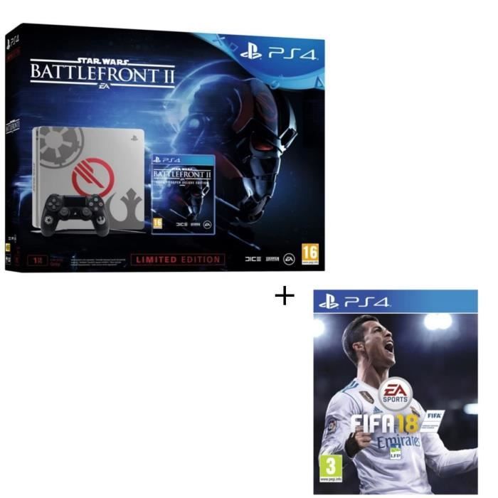 Nouvelle PS4 1 To Star Wars Battlefront II Edition Spéciale + Star Wars Battlefront II Edition Deluxe + Fifa 18 Jeu PS4