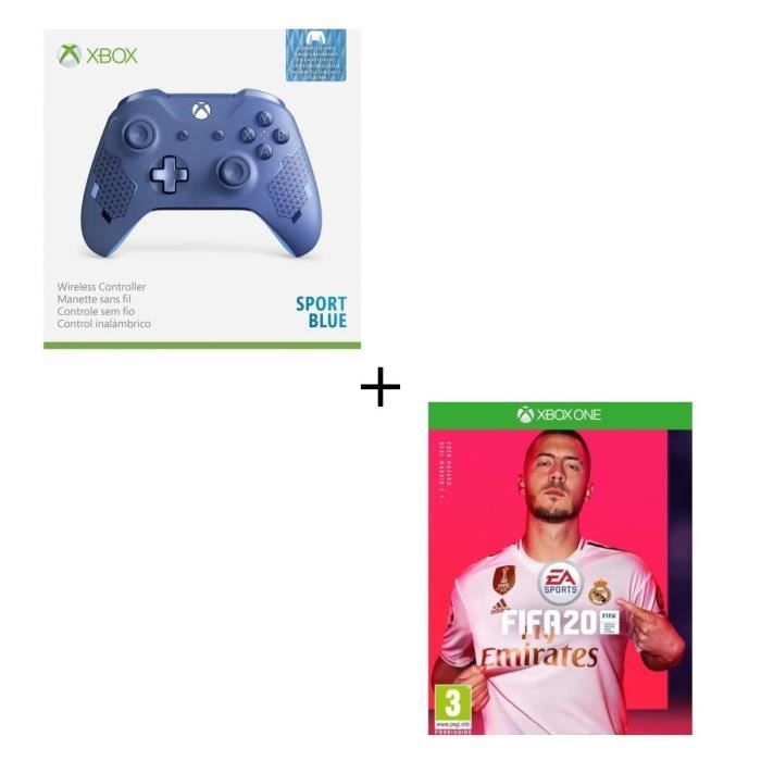Manette Xbox Sans Fil Edition Spéciale Sport Blue + FIFA 20 Jeu Xbox One