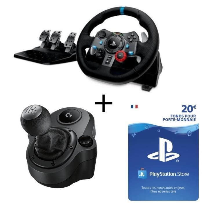 Pack Logitech volant G29 pour PC et PS4 + Shifter + ABO PS4