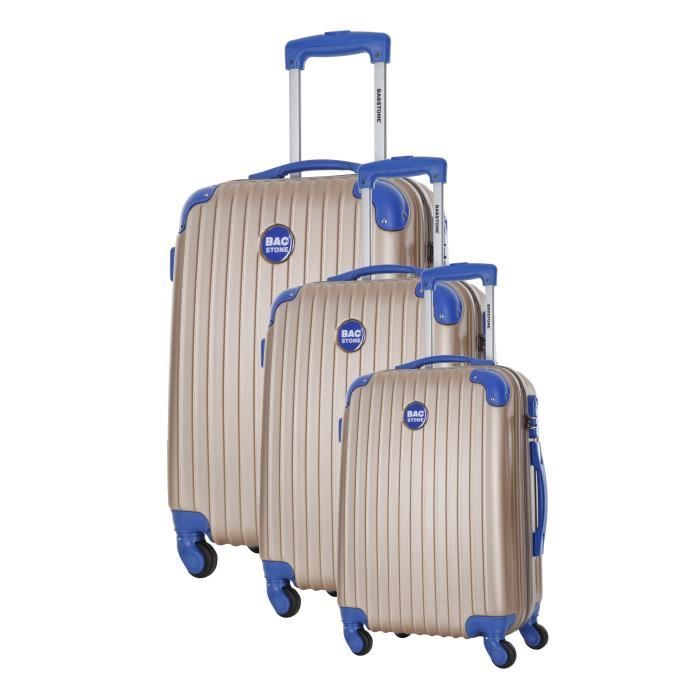 BAGSTONE Set de 3 Valises Rigide ABS 4 Roues S-M-L WINNER Beige