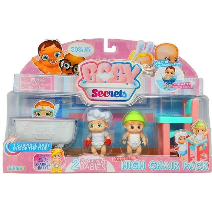 BABY SECRETS Pack 3 Baby Secrets + Accessoires - High Chair Pack