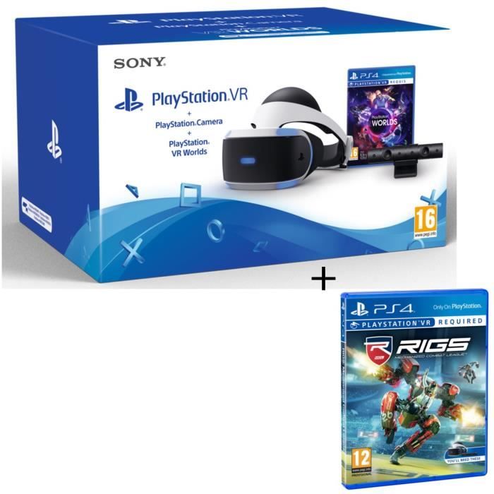 PlayStation VR + PlayStation Caméra + 2 Jeux : VR Worlds + RIGS : Mechanized Combat League