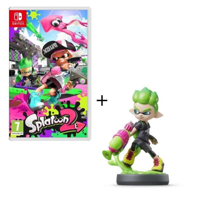 Splatoon 2 Jeu Switch + Amiibo Garçon Inkling vertnéon