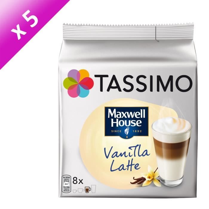 TASSIMO Café Maxwell House Vanilla Latte - 5 paquets de 8 dosettes