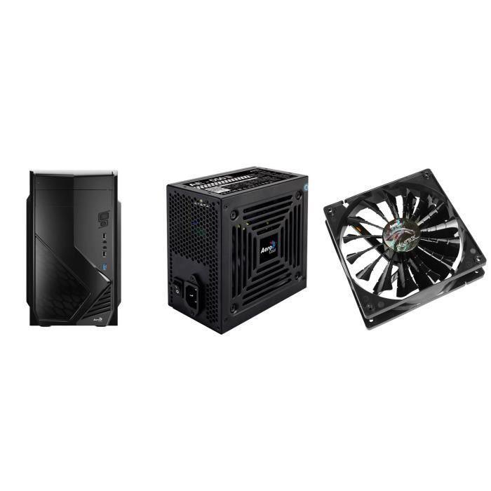 AEROCOOL Pack Boitier PC CS-1102 + Alimentation AE550W 80PLUS + Ventilateur Shark Black Ed 140 mm
