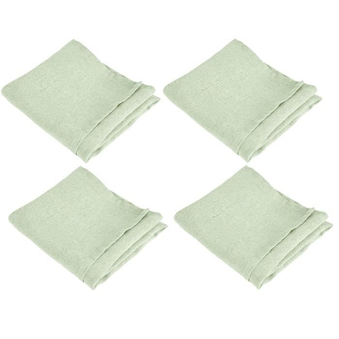 VENT DU SUD 4 Serviettes de table SYMPHONIE en lin - 50 x 50 cm - Vert tilleul