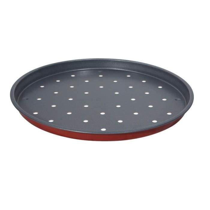 IMF Plaque à pizza perforée en acier Rioja - Ø 31 cm - Rouge et gris