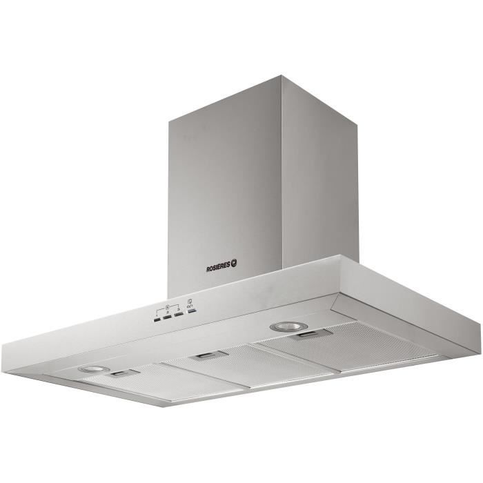 ROSIERES RMB9685IN/1 Hotte encastrable - Evacuation ou recyclage - 545m3/h - 68 dB - 3 vitesses - L90cm - Inox
