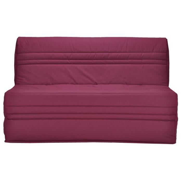 JOÉ Banquette BZ 3 places - Tissu aubergine - Contemporain - L 143 x P 97 cm