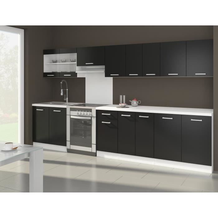 ULTRA Cuisine complète avec plan de travail L 3m20 - Noir mat