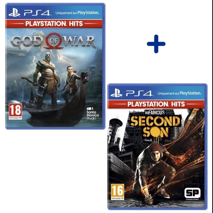 Pack 2 Jeux PS4 PlayStation Hits : God of War + Infamous Second Son
