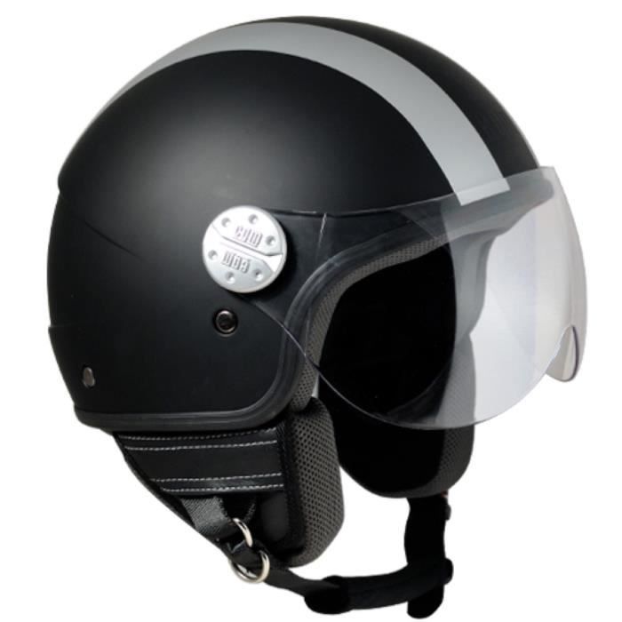 CGM CASQUE JET 109G MIAMI 2 BANDES NOIR GRIS