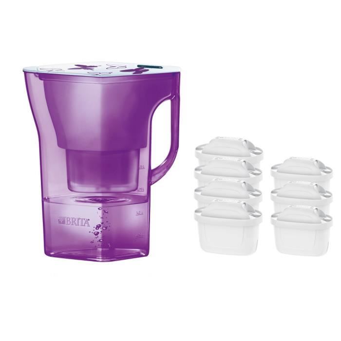Pack BRITA Carafe filtrante NAVELIA Violet + 7 Cartouches de rechange