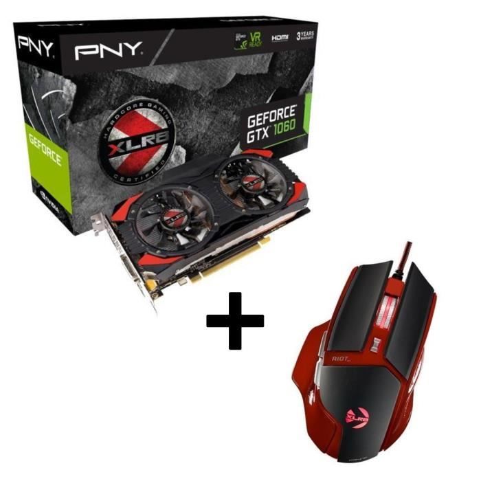 Pack PNY Carte Graphique GTX1060 XLR8 OC + PNY Souris Gaming Riot 01