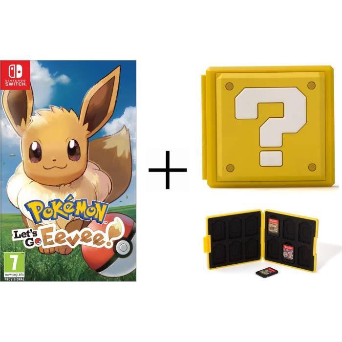 Pokémon : Let's go, Evoli + Boîtier pour jeux Switch - Question Block Jaune