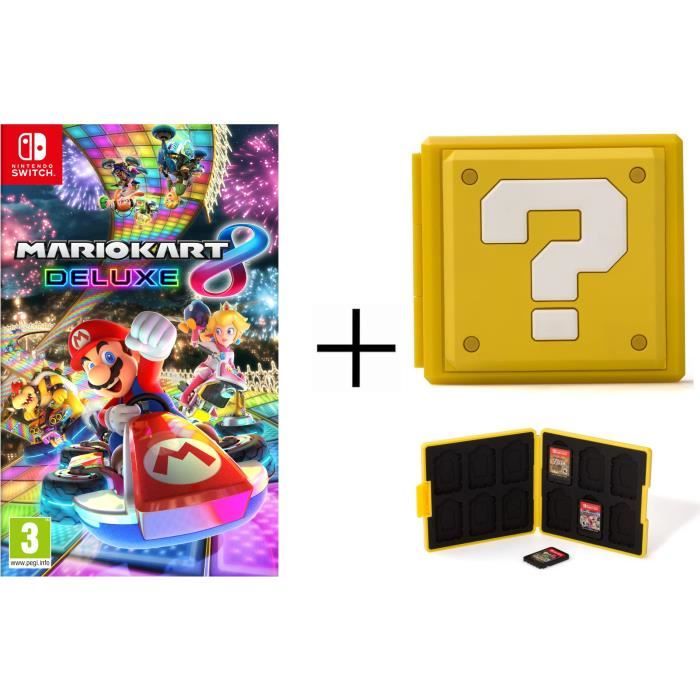 Mario Kart 8 Deluxe + Boîtier pour jeux Switch - Question Block Jaune