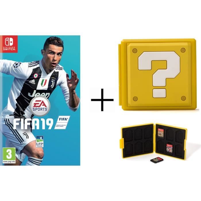 FIFA 19 + Boîtier pour jeux Switch - Question Block Jaune