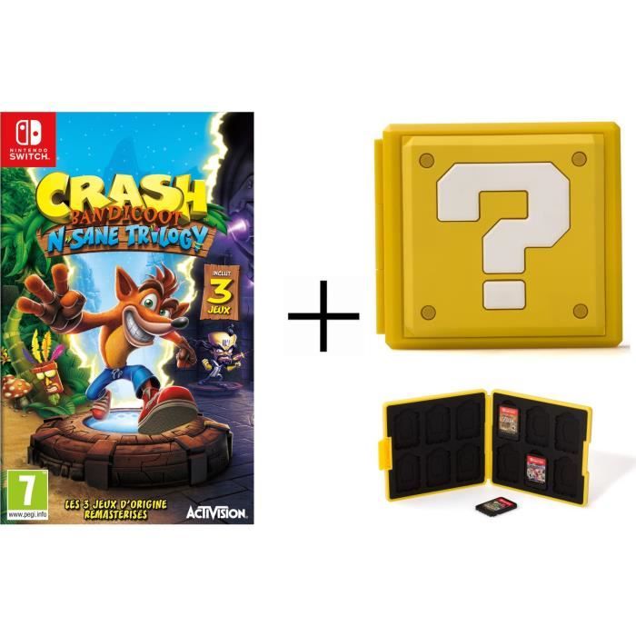 CBandicoot N.Sane Trilogy + Boîtier pour jeux Switch - Question Block Jaune