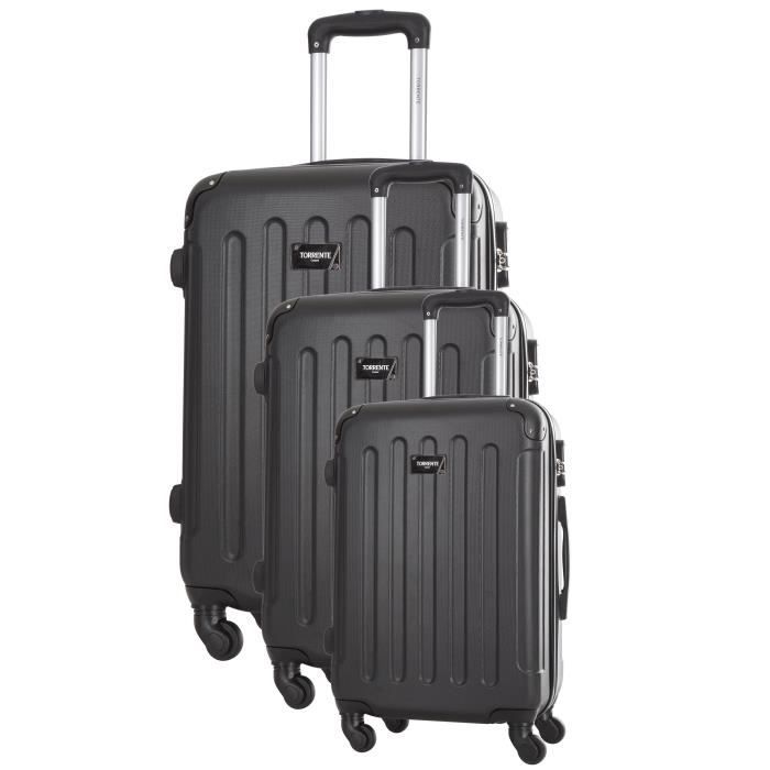 TORRENTE Ensemble 3 Valises Rigide ABS 4 Roues S-M-L HYPNOS Noir
