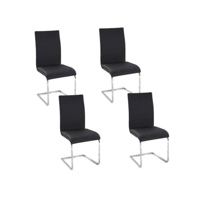 LEA Lot de 4 Chaises de salle à manger noires
