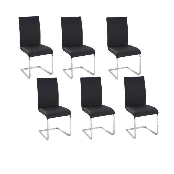 LEA Lot de 6 Chaises de salle à manger noires