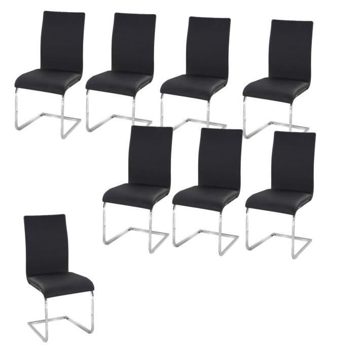 LEA Lot de 8 Chaises de salle à manger noires